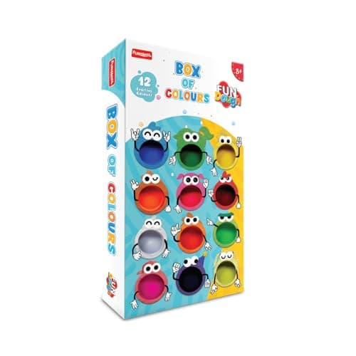 Fundough Funskool Box of Colours, Play Dough, Art and Craft Set for Kid, 12 Colorful Tubs of 50g Each (600g Total), Learning, Fun & Engaging, Multicolour, Gift Set for Kids, Age 3+ Years