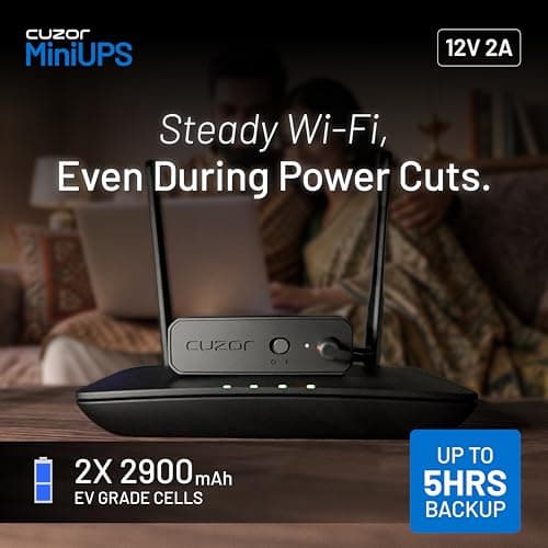 Cuzor Mini UPS 12V Router UPS up to 2A | Up to 5 Hours Backup | WiFi UPS Power Backup During powercuts | 2x2900 mAh | Mini ups for Router 2