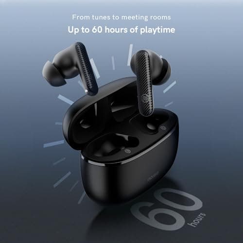 Noise Aura Buds in Ear Truly Wireless Earbuds with 60H of Playtime, Quad Mic with ENC, Dual Device Pairing, Instacharge(10 Min=150 Min),12Mm Polymer Composite Driver,BT V5.3(Aura Black) 5