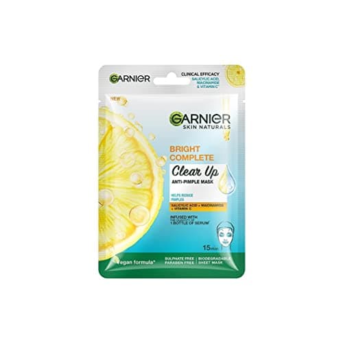 Garnier Bright Complete Anti Pimple Sheet Mask with 3 Serums and Skin Naturals Face Mask Hydrating, Brightening & Anti-Dark Spots 2