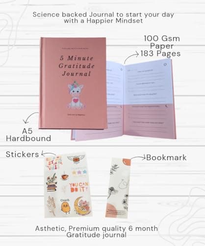 5 Minute Gratitude Journal - Self Help Personality Development Book, a Quick Moments of Thankfulness, and Your Daily Dose of Gratitude (Pink) 2
