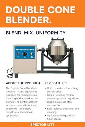 Spector Litt Double Cone Blender – 5 KG Capacity Industrial-Grade Powder Mixing Machine 3