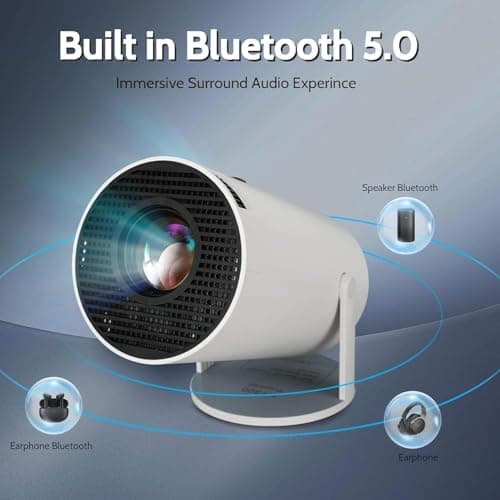 Portable Smart Mini Projector, 4K 1080P Full HD Projector Supports Netflix, Prime and YouTube Etc. WiFi 5G, BT-5.0, Cinema Projector 180° Android 11, Compatible with TV Stick/Windows/iOS/Android 2