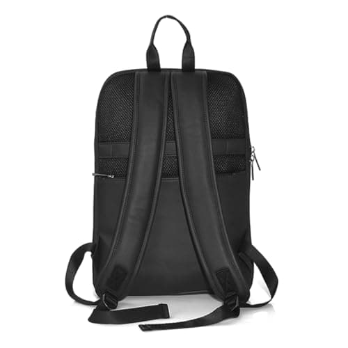 KENNETH COLE Unisex Professional Laptop Backpack | Premium Vegan Leather | Padded Laptop Sleeve, Trolley Strap, Multi-Pocket Organizer Bag for Travel & Office | Black 2