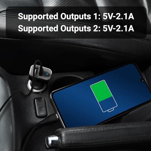 ZEBRONICS CC242A3 Car Charger with 10.5 Watts, Dual USB Ports, Compact Design, Built in Protections, LED Indicator, Included USB - Type-C Cable 4