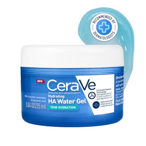 CeraVe HA Water Gel with Hyaluronic Acid, Ceramides & Niacinamide for Plumpy hydration|Oil-free gel moisturizer| 3 sec fast absorption| Dermat recommended for Women & Men| 25 ml