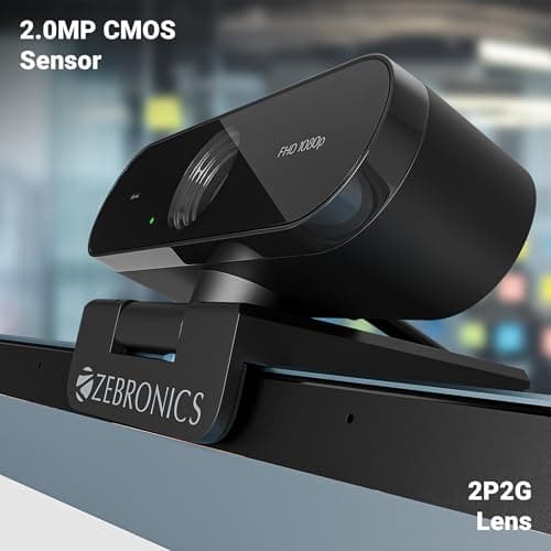 Zebronics FHD USB Webcam, 30FPS, 2P2G Lens, 2.0MP CMOS Sensor, Auto-White Balance, Auto-Exposure, Privacy Shutter, Built-in Mic, for Teams, FaceTime, PC/Laptop (Live Pro) 5