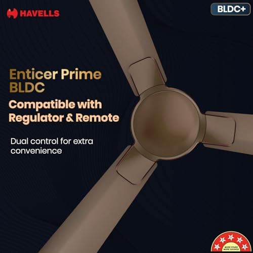 Havells 1200mm Enticer BLDC Prime Ceiling Fan| Compatible with Regulator & Remote| Upto 55% Energy Saving| High Air Delivery | 100% Copper Motor| 2 Years Comprehensive Warranty(Brown LT Copper) 2