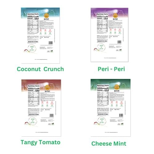 Grami Superfoods Wicked Premium Assorted Millet Snack - Pack of 8 ( 240g) - Each Pack Contains Coconut Crunch, Quinoa Peri Peri, Tangy Tomato, and Cheese Mint | Baked Not Fried | High Protein Millet & 4
