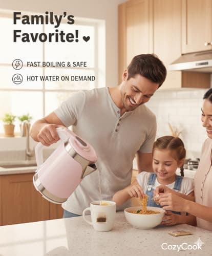 Vistorra SwiftBoil Electric Kettle, 1.8L, Pink, Stainless Steel, 1000W 3