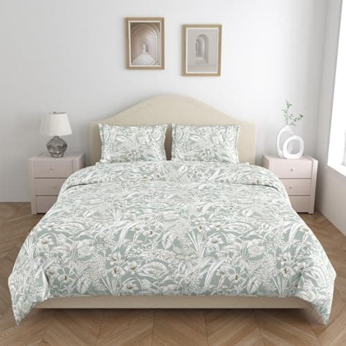 Haus & Kinder 144 TC Pure Cotton Bedsheets King Size Bed Sheet for Double Bed with 2 Pillow Covers-Emerald Jungle Bedsheet 2