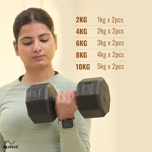 Slovic Dumbbell Set [5 Kg Each] | Home Gym Dumbbells for Daily Workout | Quality Fitness Equipment for Strength Training | Non-Slip Coated Handle | Perfect for Women & Men 5