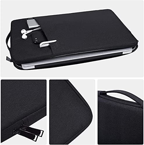 Dynotrek Zipper 15.6 inch Laptop Sleeve Case, with Charger Pouch Shockproof Protective Notebook Cover, Accessory Pocket, Briefcase Carrying Computer Hand Bag, HP, ASUS, Dell, Lenovo, Acer -Black 3