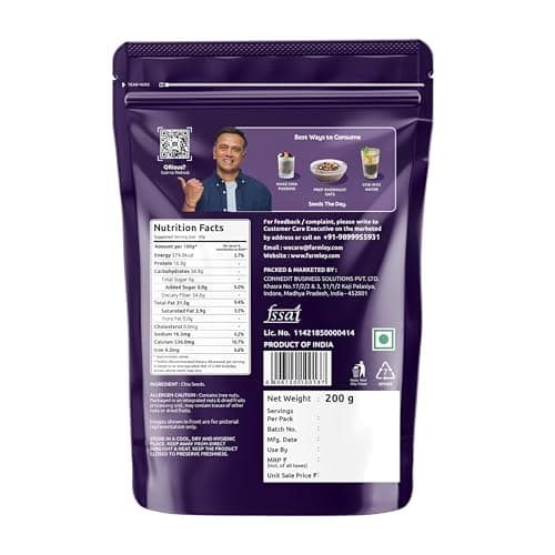 Farmley Chia Seeds 200g I Seeds for Eating | Seeds for Weight Management | Rich in Calcium, Protein & Fibre (Pack of 1) 2