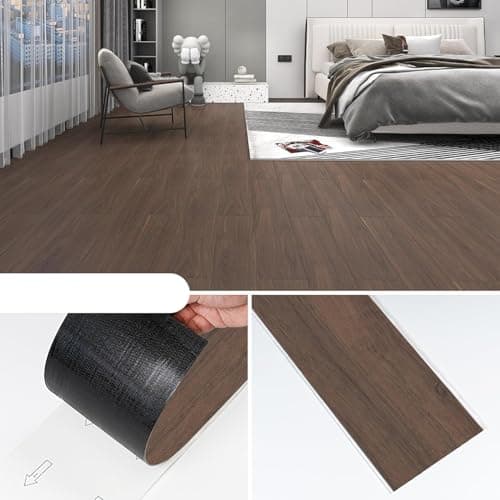 HEUREKA PVC Flooring Planks Tiles Self Adhesive Peel & Stick Wooden Design, 6 Planks, 12 Square Feet (Dark Brown_Oak) 3