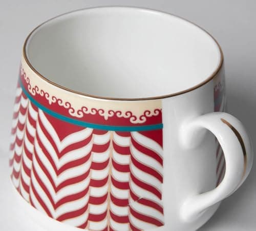 India Circus by Krsnaa Mehta Blushed Orchard Cup and Saucer for Tea & Coffee Set of 4 (4 Cups + 4 Saucers) | Home and Kitchen Dishwasher Safe| Ideal for Gifting Every Celebration | 220 mL Each 5