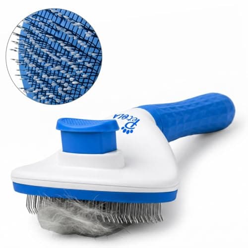 Petola Dog and Cat Hair Brush with Self-Cleaning Button – Pet Grooming Brush for Shedding and Massage with Soft Grip Handle and Beaded Bristles for Cats and Dogs, 6-Month Warranty - India 2