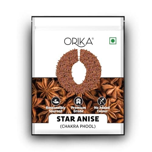 Orika Star Anise (Chakra Phool) Whole Spice | 100% Natural, Aromatic Spice for Indian Cooking & Masala Chai – 25g Pouch (1)