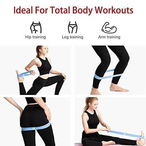 MVYNO XFYT Resistance Fitness Exercise Loop Bands for Yoga Pilates Gym | Stretchable , Anti Slip , Anti-Skid , Odour Free Workout Therapy Band for abs Upper Body Legs Health Workouts (Set of 5, Blue), 5