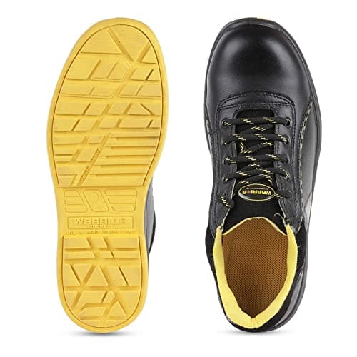 Liberty Warrior Envy Earth Popcorn Safety Shoes for Man Light weight | Steel Toe | Antislip & Water Resistant | Antistatic & Abrasion Resistance | Yellow | Size 9 UK 5