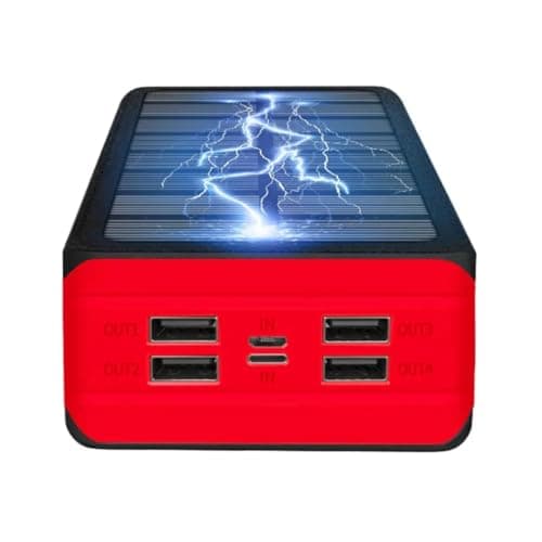 CALMORA 50000mAh Wireless Solar Charger, Portable Power Banks with 4 Outputs & LED Flashlight, External Battery Quick Charge Qi Power Bank for Outdoor Camping 5