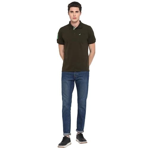 AMERICAN CREW Polo T-Shirt for Men with Pocket with No.3 Applique (AC274-L_Olive) 5