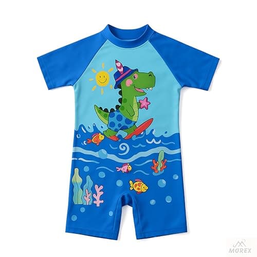 DRAUSS Morex Kids One-Piece Printed Swimsuit | Poly Spandex Quick-Dry Swimwear with UV Protection & Zipper | Soft Stretchable Swimming Costume for Boys & Girls (6-7 Y_Blue) 4