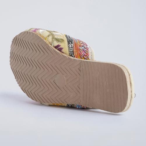Hopscotch Girls Beige Pastel Bloom Embroidered Ethnic Jutis (UK Size:13) 2