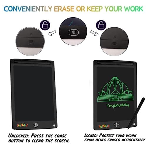 Toysbuddy Plastic Re-Writable LCD Writing Tablet Pad with Screen 21.5cm (8.5Inch) for Drawing, Playing, Handwriting Best Birthday Gifts for Adults & Kids Girls Boys, Multicolor 5