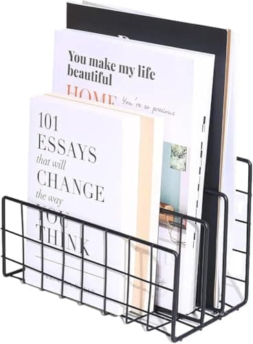 CentraLit Organizer Magazine File Holder Modern Desk, 3 Slot Modern Magazine Holder Stand for Table Desk Home File Stand Decor File Storage for Office (Black) 2