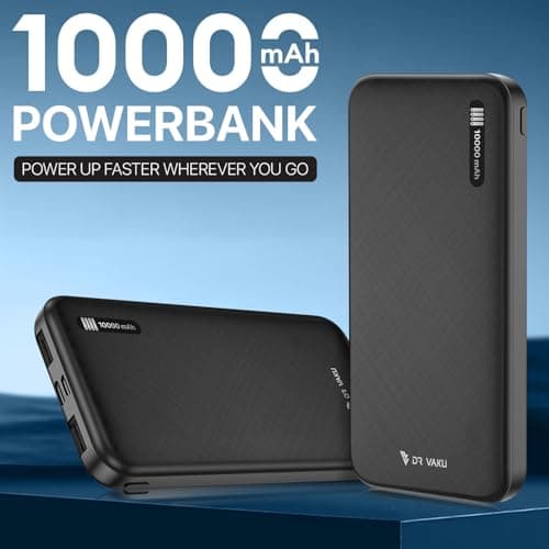 10000mAh Power Bank Portable Slim Design with Dual USB Output Type-C Micro (Input & Output) Lithium Polymer Battery Compatible with iPhone, Samsung, OnePlus & All Smartphones- Black 2