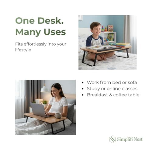 Simplifi Nest Foldable Laptop Bed Desk with Cooling Fan Slot | Adjustable Angle Portable Lap Table | Study & Work-from-Home Desk for Bed, Sofa & Floor 5