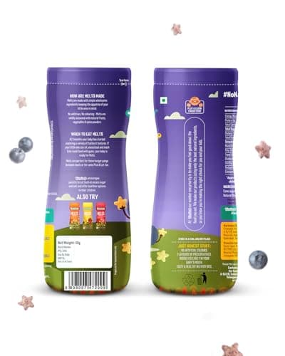 Timios Flavored Melts – Banana & Strawberry + Blueberry Teething Puffs | Non-Fried, Maida-Free & Natural Fruit Flavor | Healthy Baby Snack | 2 x 50g Combo Pack 5