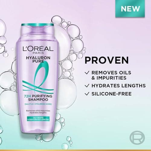 L’Oréal Paris Hyaluron Pure 72H Purifying Shampoo, For oily scalp & dry hair with salicylic and hyaluronic acid, 200 ml 2