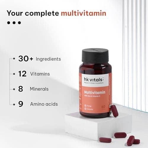 hk vitals Multivitamin (60 Tablets) | For Men and Women | With Zinc, Vitamin C, Vitamin D3, Multiminerals & Ginseng Extract 5