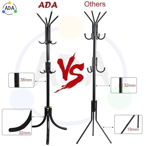 ADA Wrought Iron Coat Rack 12 Hooks Hanger | Creative Fashion Bedroom for Hanging Clothes,Bag,Hat,Scarf Shelves, Wrought Iron Modern Racks Standing Coat Rack (Black) 5
