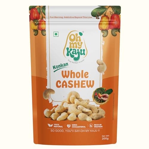 Oh My Kaju™ Premium Konkan Cashew Grade W320| High Protien I Fresh Kaju Nuts | Zero Cholesterol I Goa-Origin Style I Gourmet Healthy Snacks for Guests, Weekend Party, movie night, Picnic, College Offi