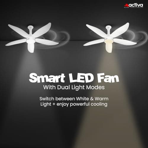 ACTIVA Aero Five Light 1200mm BLDC Ceiling Fan | 28W | 5 Blade | 5 Star Energy Saving | High Speed | Remote, Timer, Reversible | ABS Body | Pearl White | Pack of 1 2