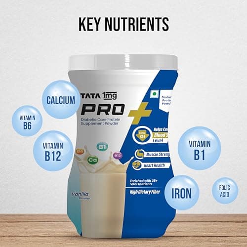 Tata 1mg Protein+ Diabetic Care Powder With Vital Nutrients To Manage Blood Sugar, Weight & Strength,400gm, Vanilla Flavour 5