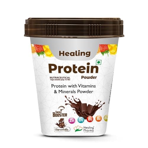 Healing Pharma - Healing Protein Powder with Multivitamins & Minerals | Protein Supplement for Energy Booster Strength, Stamina & Recovery | Chocolate Flavour - 200g
