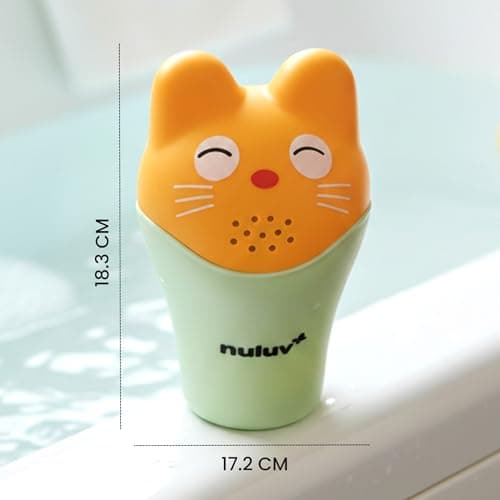 Nuluv Baby Shampoo Cup, Gentle Water Rinser for Bathing, Soft Spout and Easy-Grip Handle, BPA-Free and Safe for Babies and Toddlers, Fun Cat Design, 0+ Months 2