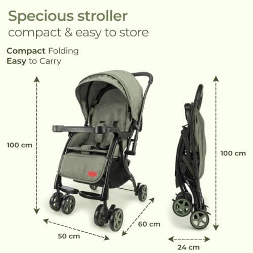 Luvlap Sunshine Plus Stroller/Pram with Reversible Handlebar, 5 Point Harness, 3 Level Recline Adjustment, Compact and Easy Fold, for Newborn Baby/Kids, 0-3 Years (Light Green) 6