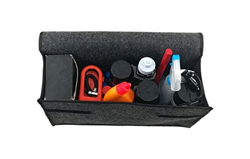 House of Quirk Car Trunk Organizers Large Anti Slip Car Trunk Compartment Boot Cleaning Supplies Storage Organizer Utility Tool Bag (Dark Grey) (Felt) 3
