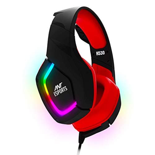 Ant Esports H530 Gaming Headset with Microphone for Pc, Xbox One Series X/s, Ps4, Ps5, Switch, Stereo Wired Noise Cancelling Over-Ear Headphone with Mic, RGB, for Computer, Laptop, Mac, Nintendo-Red