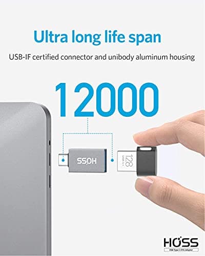 Hoss® Type C OTG Adapter[10Gps]- USB to C Type Converter Which Supports Superfast Data Sync, Compatible for MacBook Pro 2020/2019,iPad Pro 2020 - Color: Dark Gray [1 Pack] (OTG Type c) 5