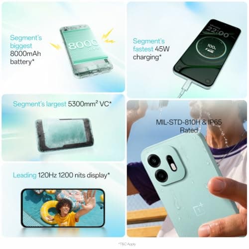 OnePlus N6 | 4GB+128GB | Midnight Green | Segment's Biggest 8000mAh Battery | Segment's Fastest 45W Charging | 60-Month Smoothness | Smooth 120Hz Display | 50MP Camera | Military-Grade Durability 5