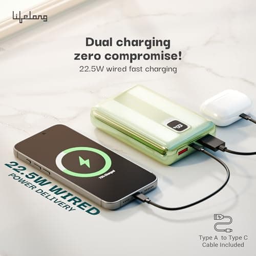 Lifelong Electronics 20000mAh Fast Charging Power Bank with Digital Display | Type C Input | 3 Output Ports | Quick Charge 3.0 | 22.5 W PD Powerbank | Cable Included (Green) 5