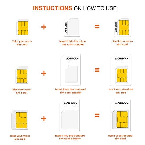 6 in 1 SIM Card Adapter Kit (Micro, Nano, Standard) - Compatible with iPhones (16, 15, 14, 13, X Pro), All Android Smartphones, iPads, and Tablets - by Mobi Lock 5