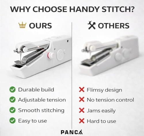 PANCA Handy Stitch Mini Sewing Machine | Portable Handheld Silai Machine for Quick Stitching, Clothes Repair & DIY Craft | Manual Sewing Tool for Home Tailoring, Travel, Fabric Repair & Emergency Use 3