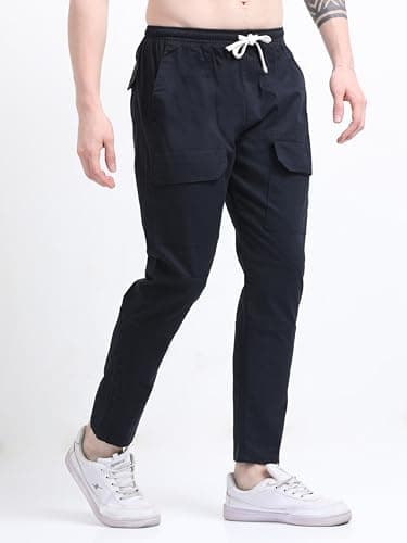 Jack and Jini Cotton Stretchable Joggers for Men (in, Numeric, 32, Regular, Navy Blue) 3
